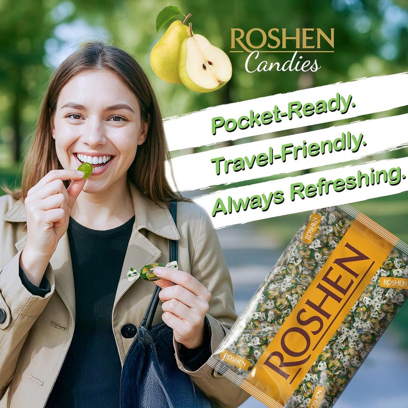 Roshen حلوى روشن دوقة الكمثرى الصلبة، كوشير وحلال، 1 كجم حلوى بالجملة - Image 5